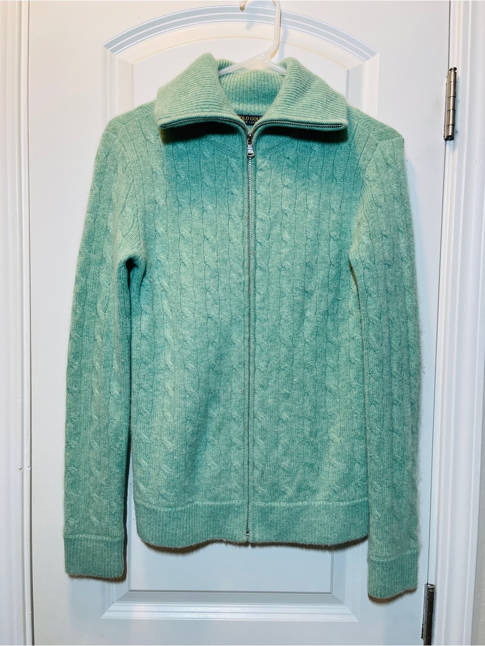 Polo by Ralph Lauren Seafoam Cable Knit Zip-Up Cardigan